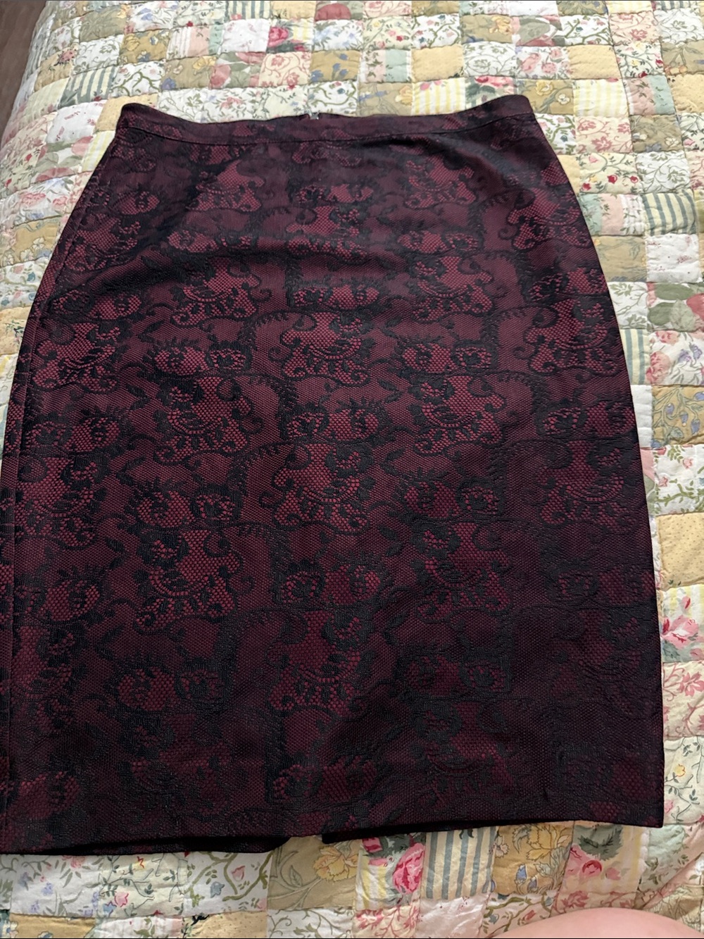 The Limited dark red and black lace skirt